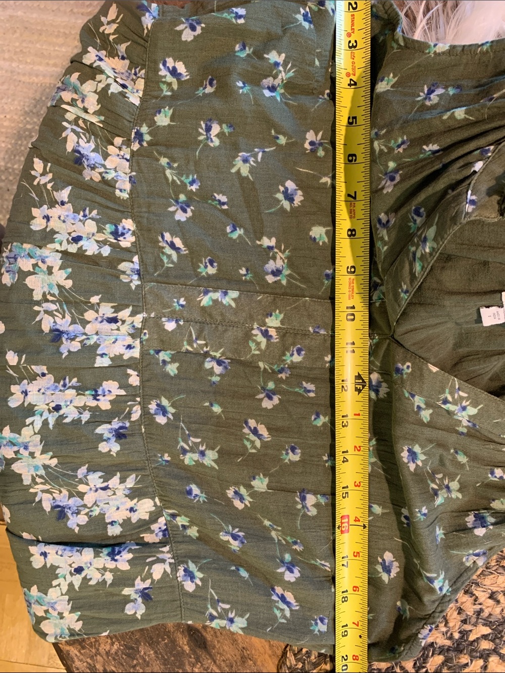J. Jill Olive Green Floral V-Neck Tiered 100% Cotton Maxi Dress - Picture 7 of 7